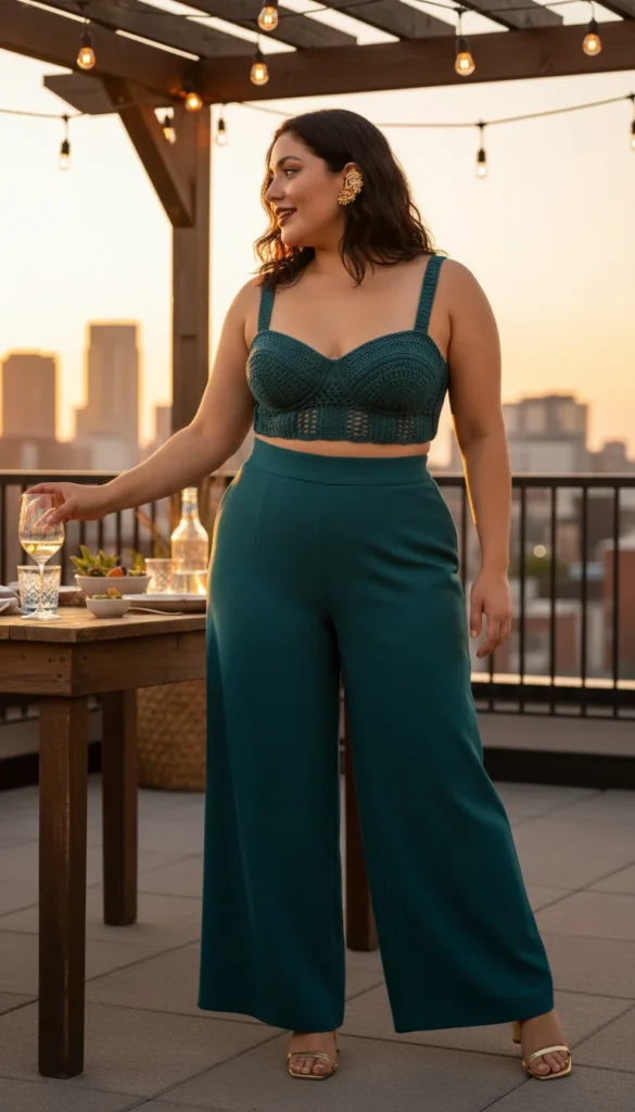 Crochet crop top plus size bralette teal