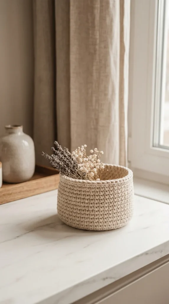 Crochet home décor mini basket