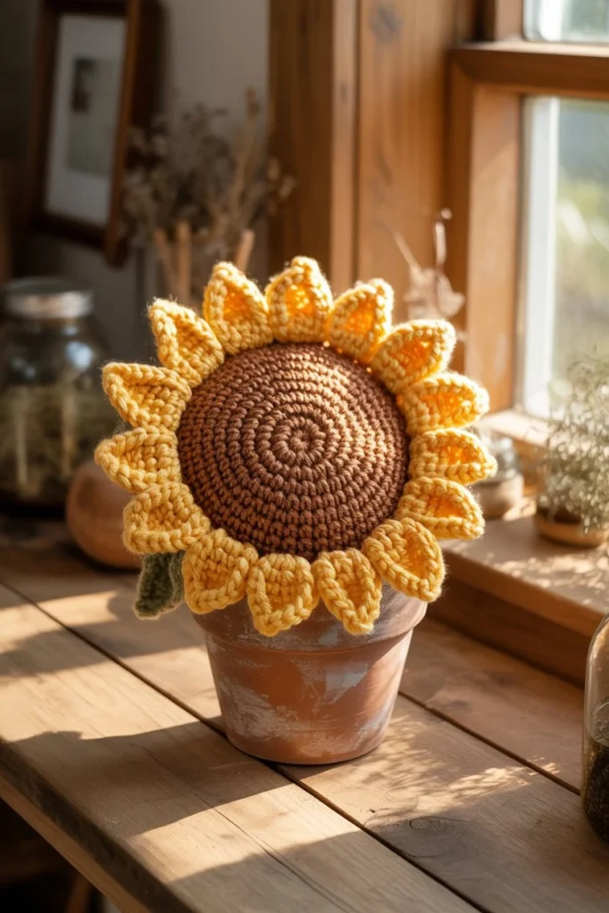 Crochet sunflower appreciation gift