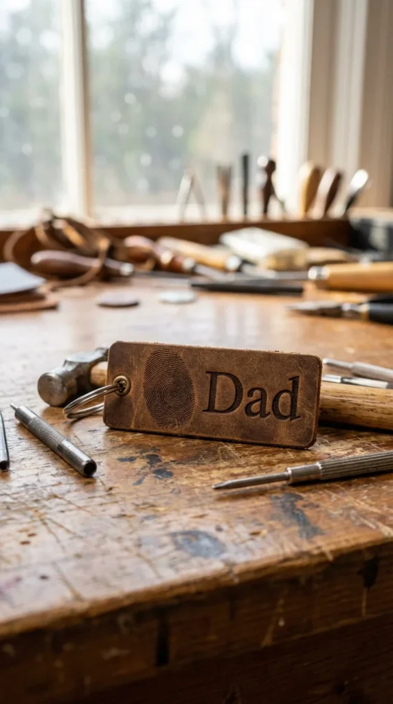DIY leather keychain dad gift