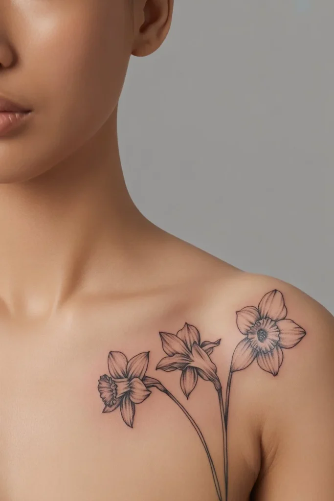 Daffodil clavicle tattoo ideas