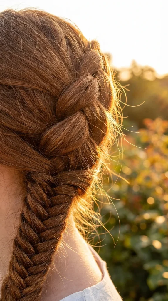 Dutch fishtail braid concert hairstyle