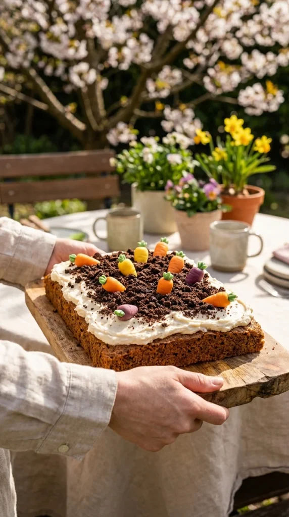 Easter carrot patch sheet cake