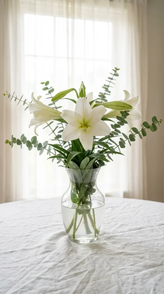 Easter lily centerpiece arrangement