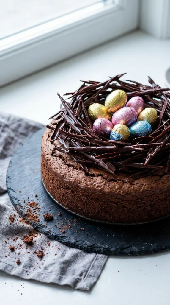 Easter nest chocolate cake