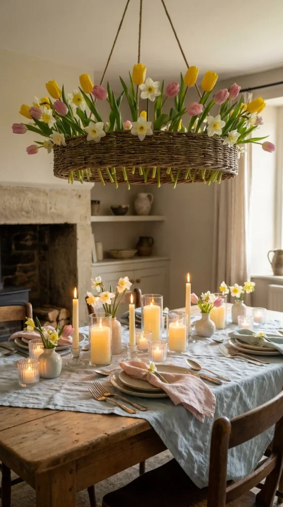 Easter table flower chandelier