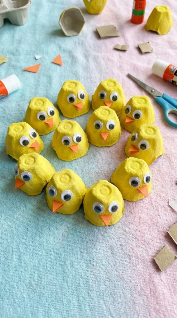 Egg carton Easter chick crafts