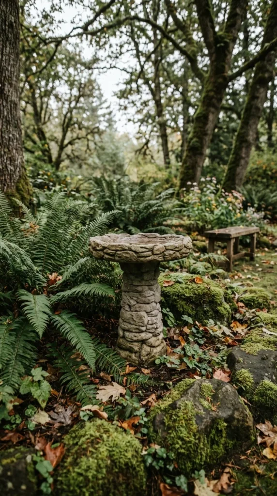 Fiberclay stone bird bath garden