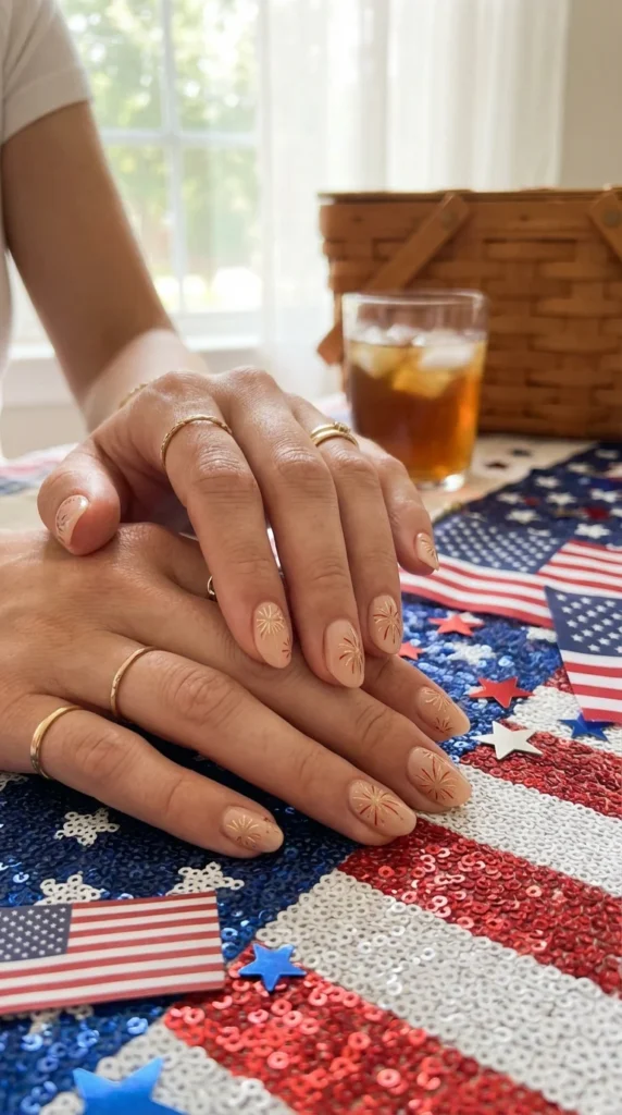 Fireworks-inspired nail art Independence Day