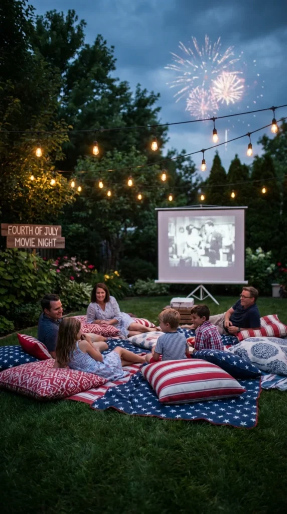 Fireworks viewing party outdoor setup