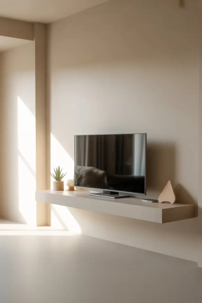 Floating TV shelf small living room