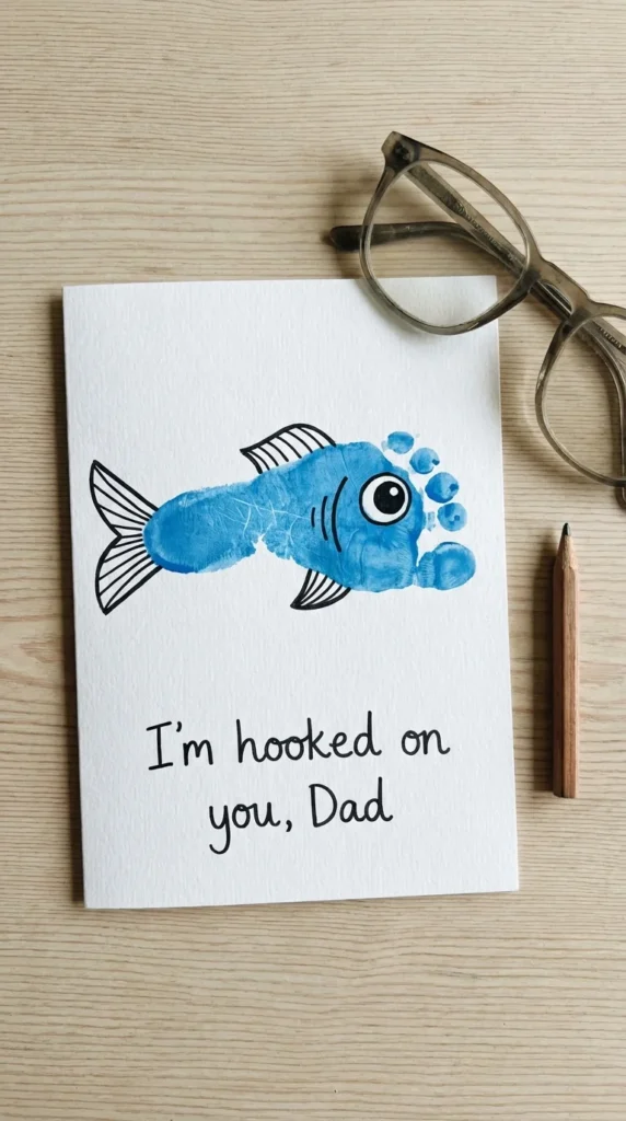 Footprint fish Father's Day card craft