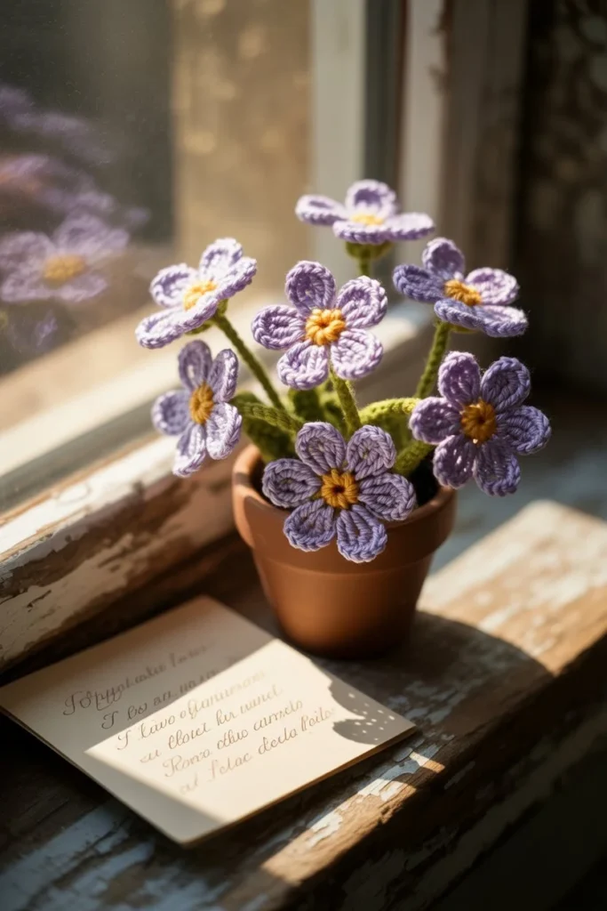 Forget-me-not crochet flower