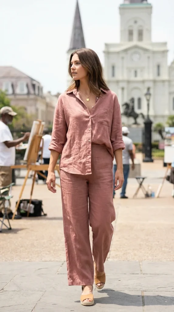 French Quarter fashion linen co-ord outfit