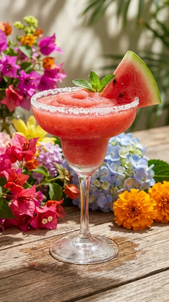 Frozen watermelon tequila slush