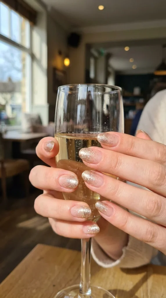 Glitter rounded nail art