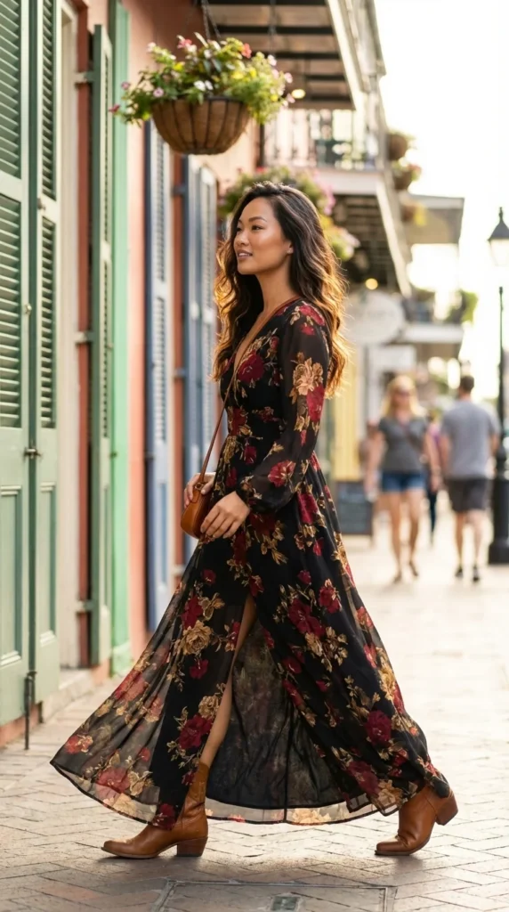 Gothic floral dress outfit New Orleans