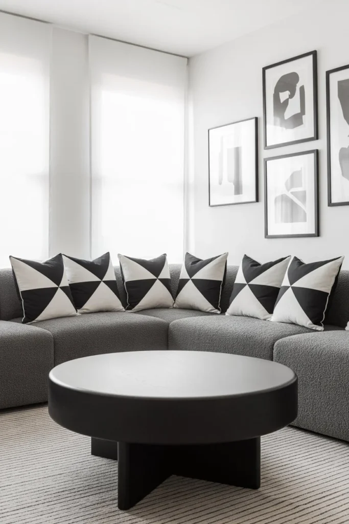 Gray sectional black white