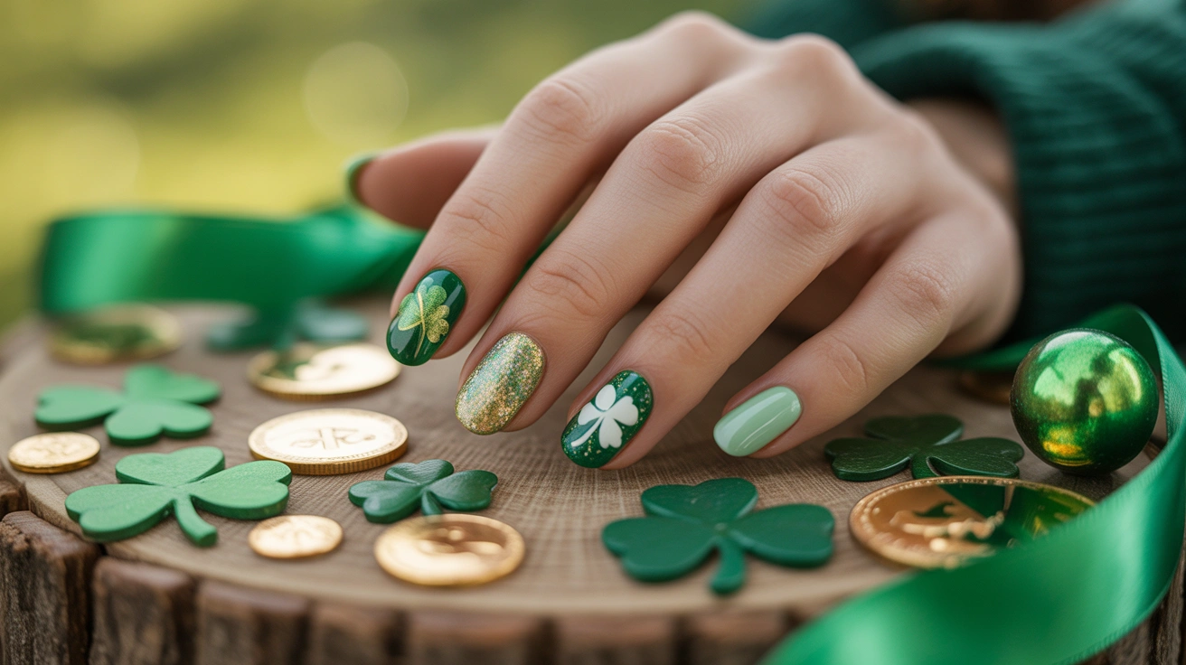 Green shamrock St. Patrick's Day nail designs