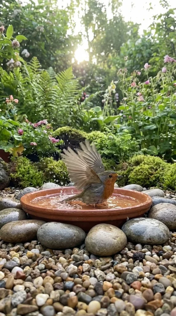 Ground level dish bird bath
