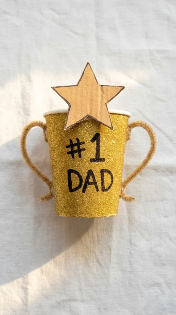 Handmade Father's Day trophy kids craft