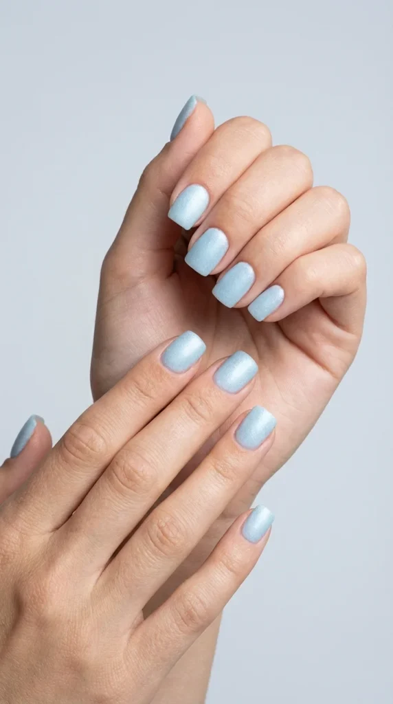 Icy blue short square spring nails