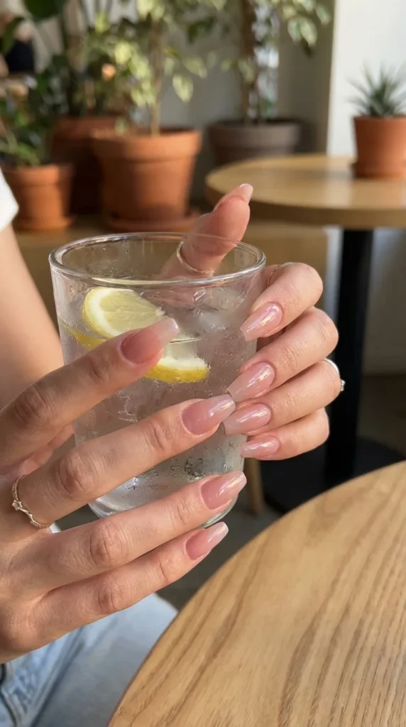 Jelly glass acrylic nails