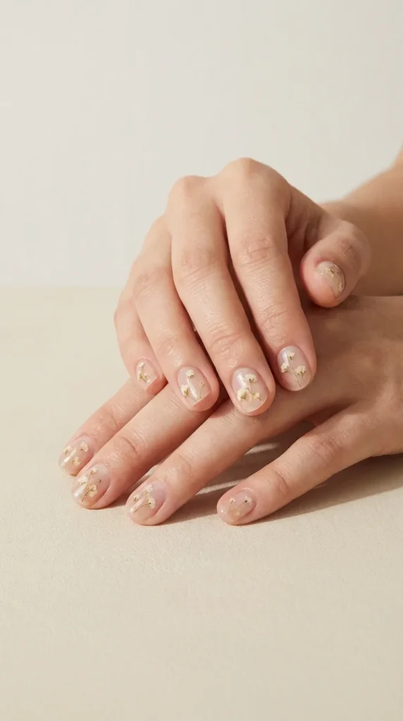 Jelly rounded nails flowers