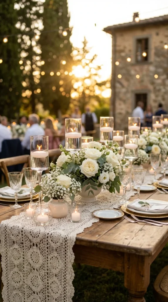 Lace crochet wedding table runner