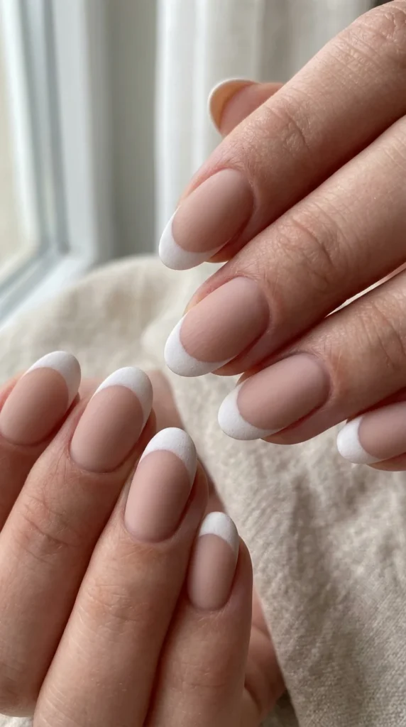 Matte French tip nails