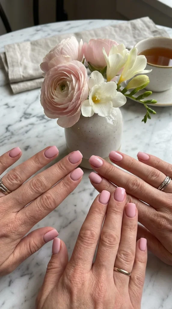 Matte gloss combo short spring nails