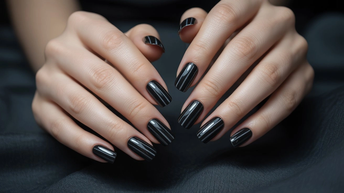 Mesmerizing Black Cat Eye Nails
