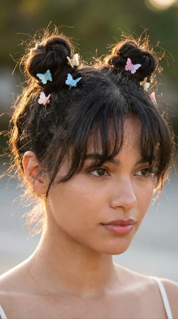 Micro space buns short hair concert