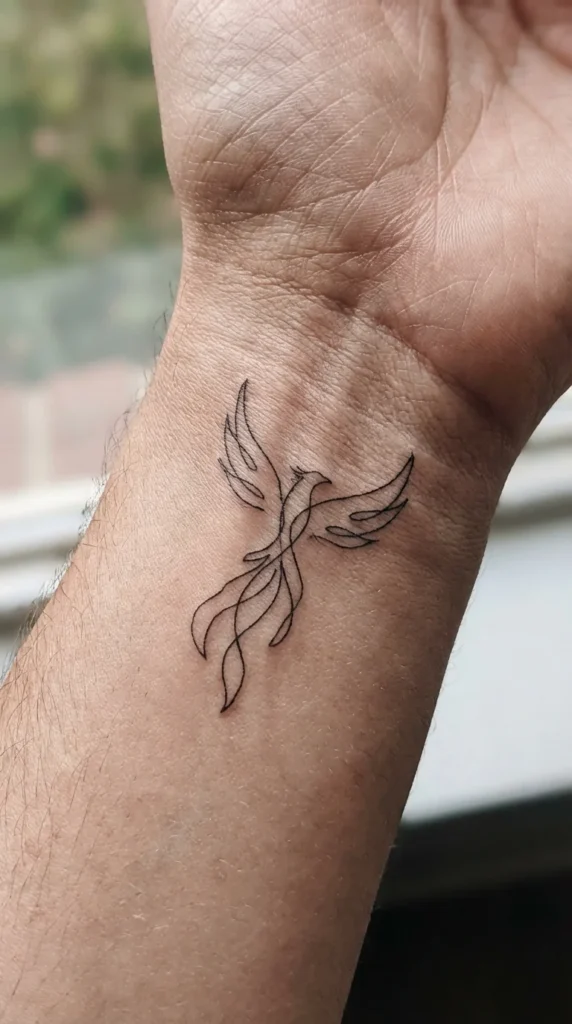 Minimalist small phoenix tattoo wrist