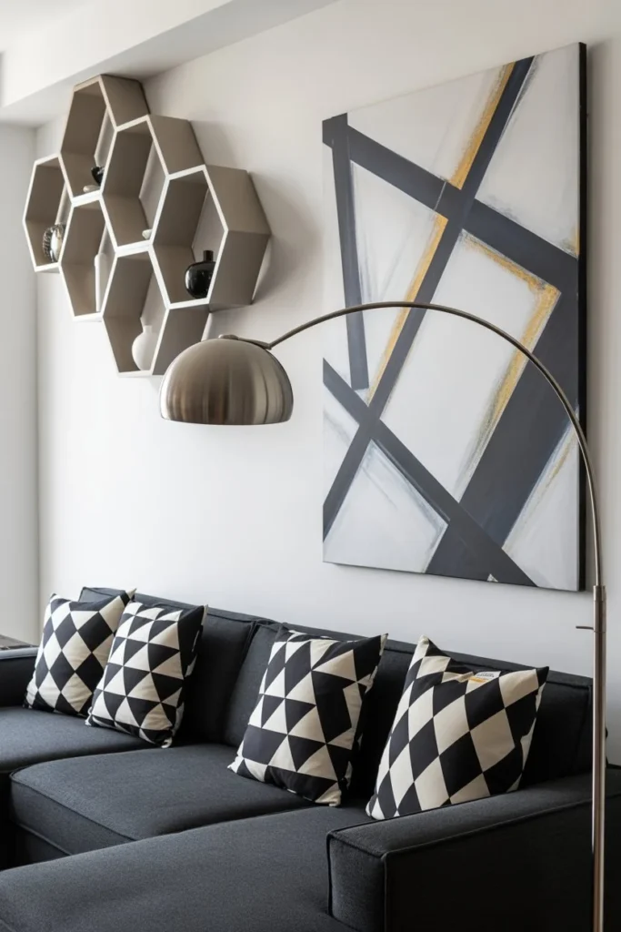 Modern gray couch geometric