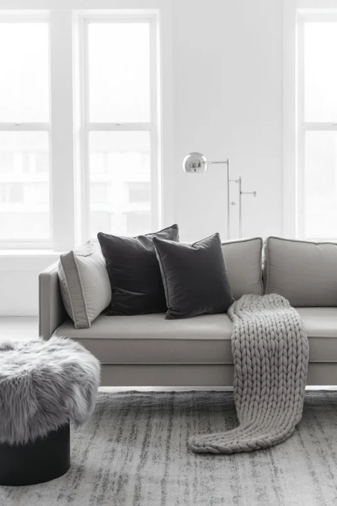 Monochromatic gray living room