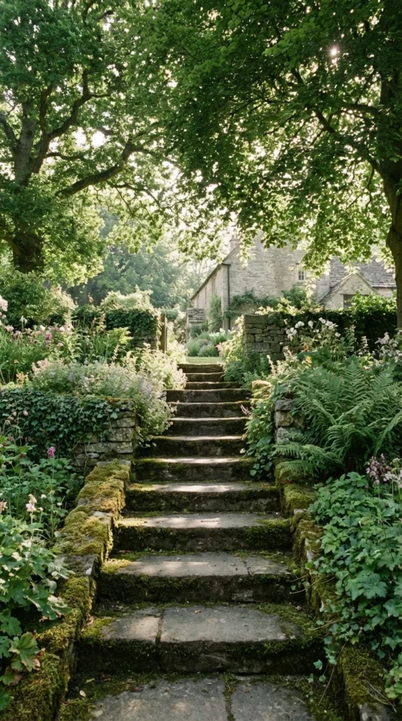 Natural stone front staircase