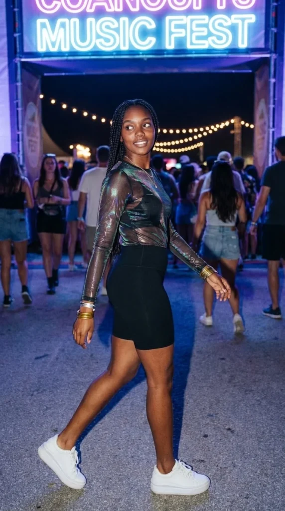 Night concert fashion Black women