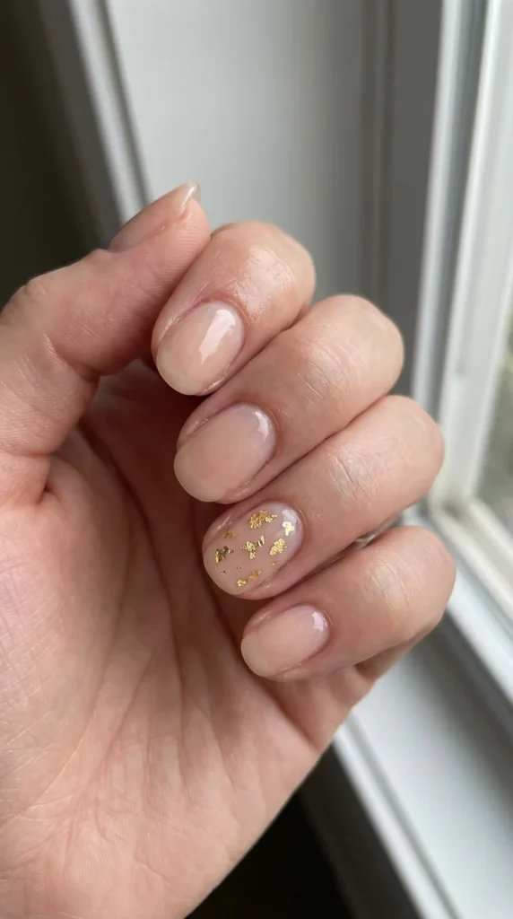 Nude rounded nail design