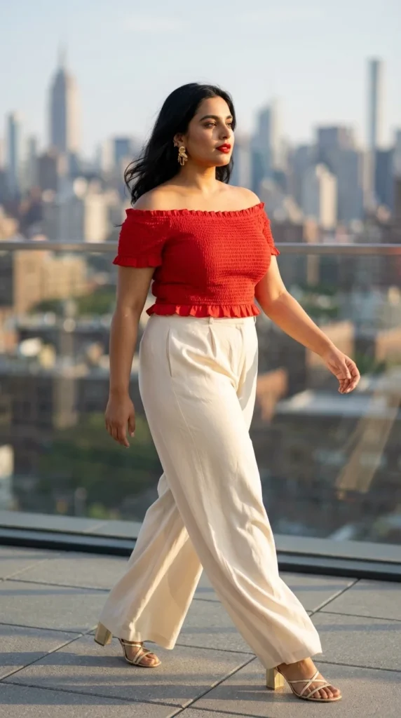 Off shoulder plus size outfit