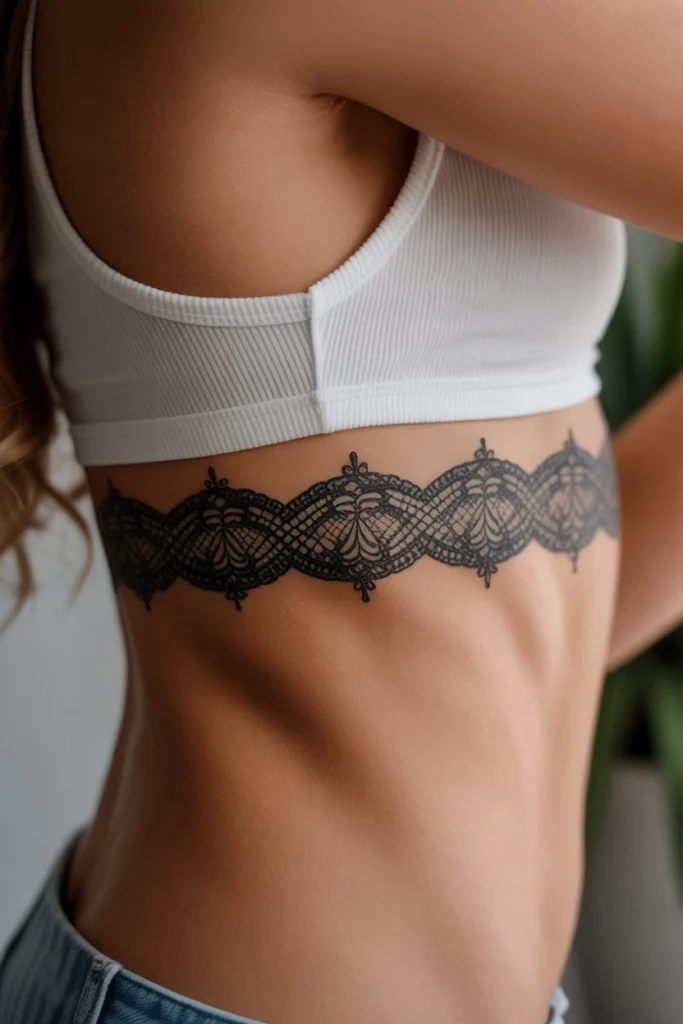 Ornamental Lace side waist tattoo