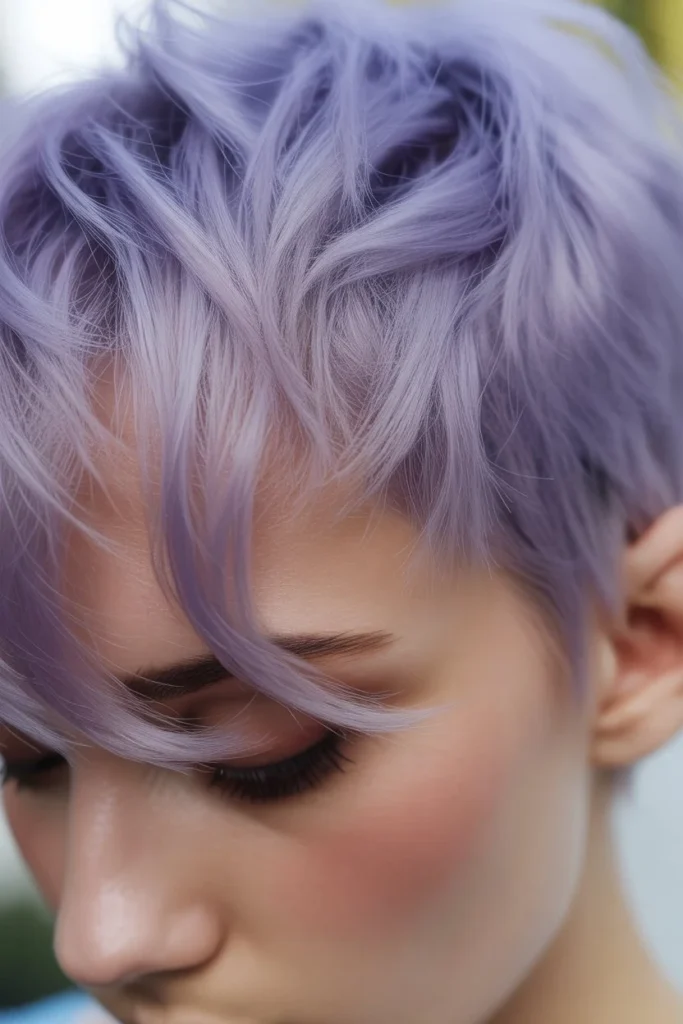 Pastel lavender pixie hairstyle