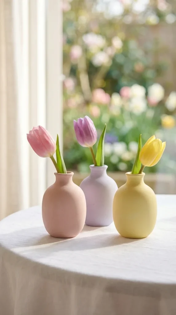 Pastel tulip spring centerpiece