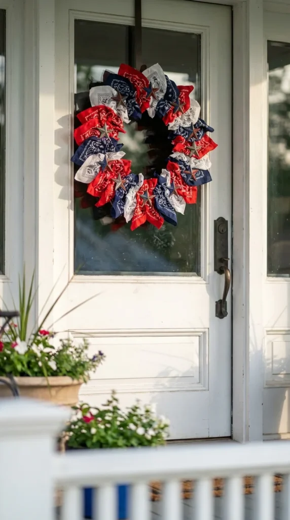 Patriotic bandana wreath DIY