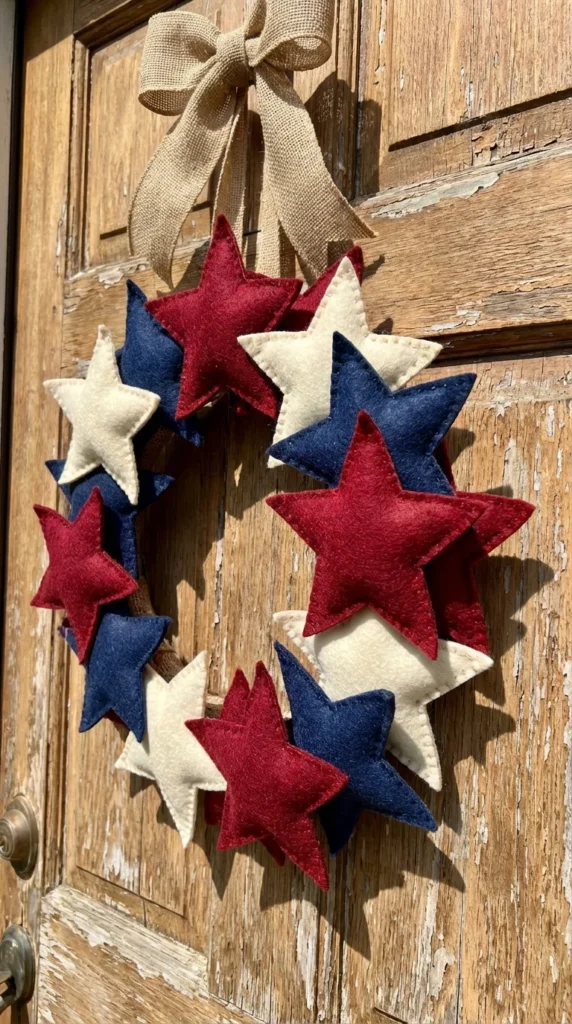 Patriotic felt star wreath DIY
