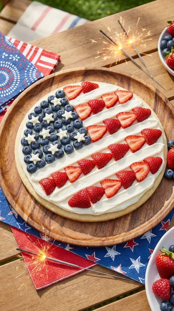 Patriotic fruit pizza Fourth of July