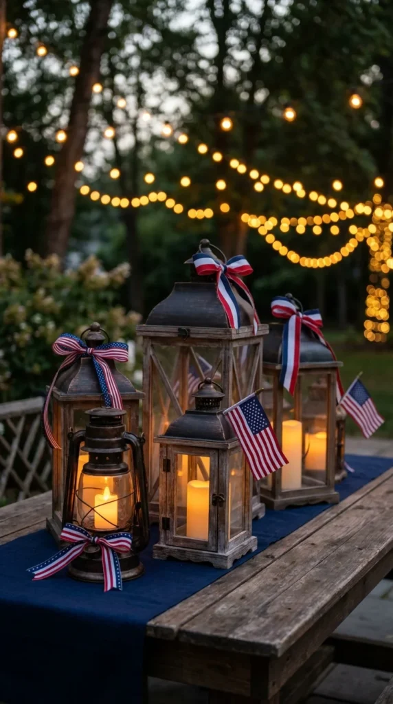Patriotic lantern centerpiece table
