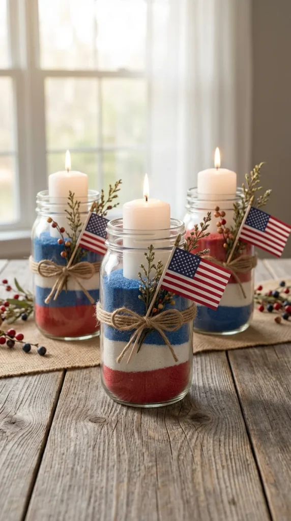 Patriotic mason jar centerpieces