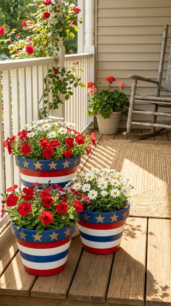 Patriotic painted flower pots DIY