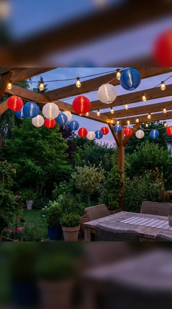 Patriotic paper lantern garland outdoor